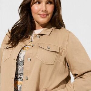 Torrid Women's Khaki Long Sleeve Shacket Button Down Size 3 (3X; 22-24)